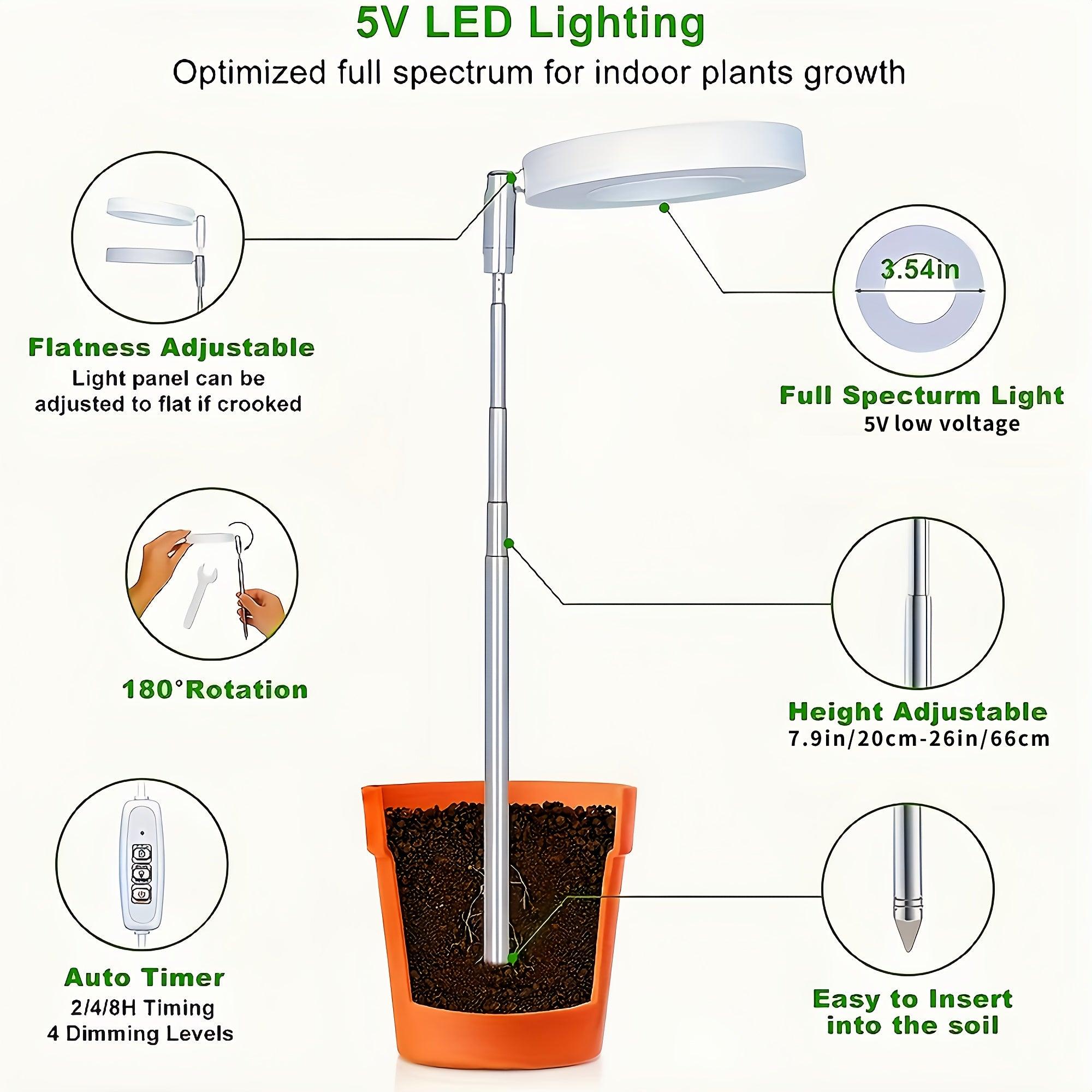 LED Grow Light - Adjustable Height Automatic Timer for Indoor Plants Succulents and Flowers