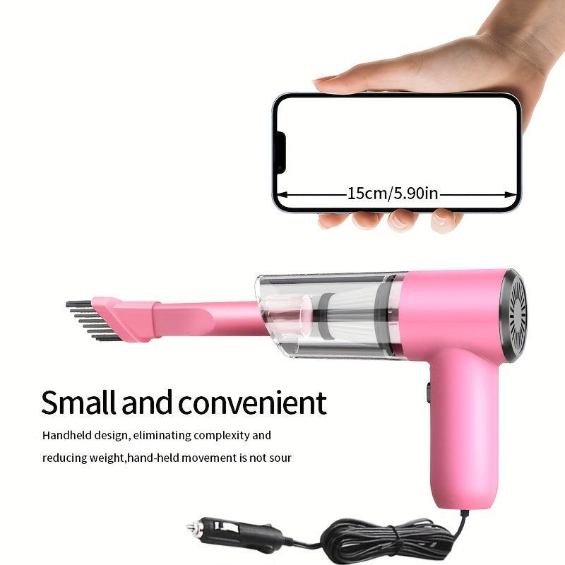 Compact 12V Car Vacuum - Handheld Wired Pet Hair Remover with Accessories