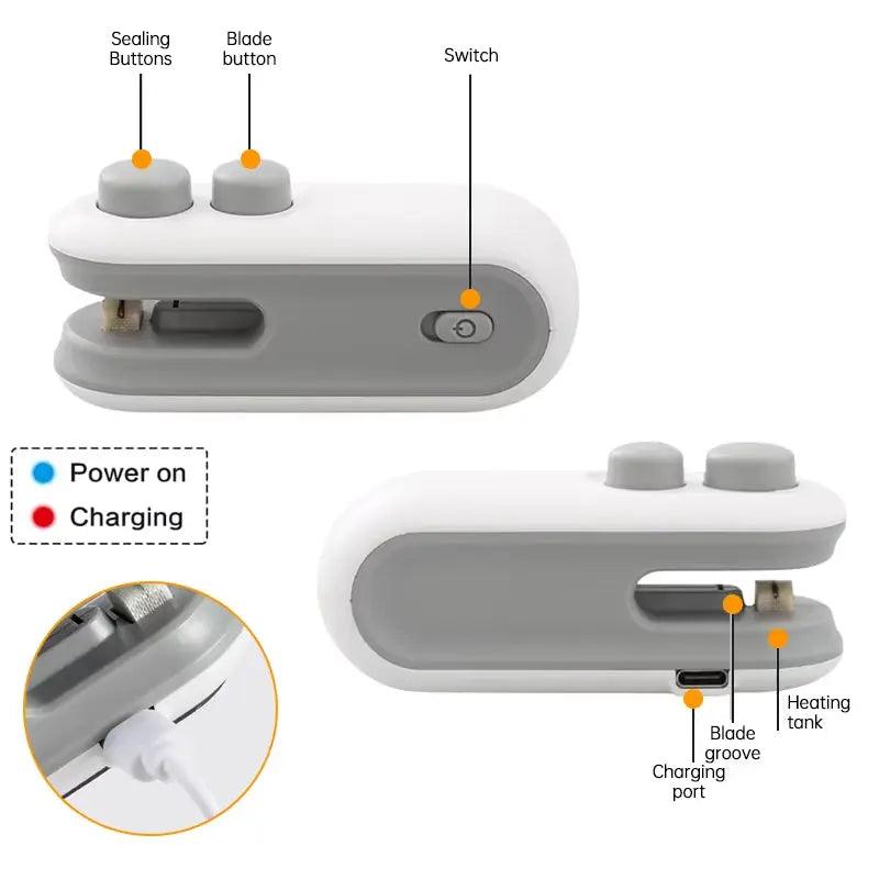 2-in-1-Handbeutelversiegeler | Elektrische Mini-Heißsiegelmaschine