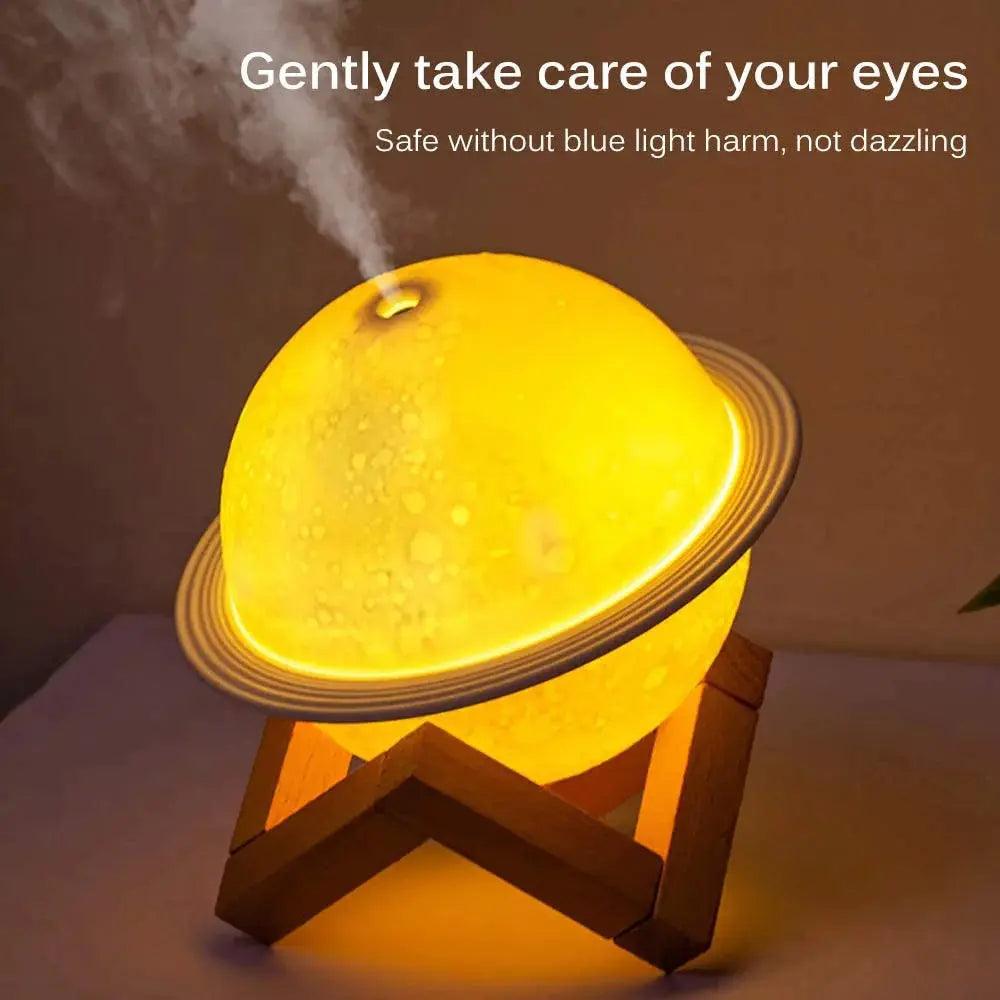 2-in-1 Moon Lamp Humidifier - 3D LED Night Light  Humidifier with USB Recharge 3 Colors 330ml