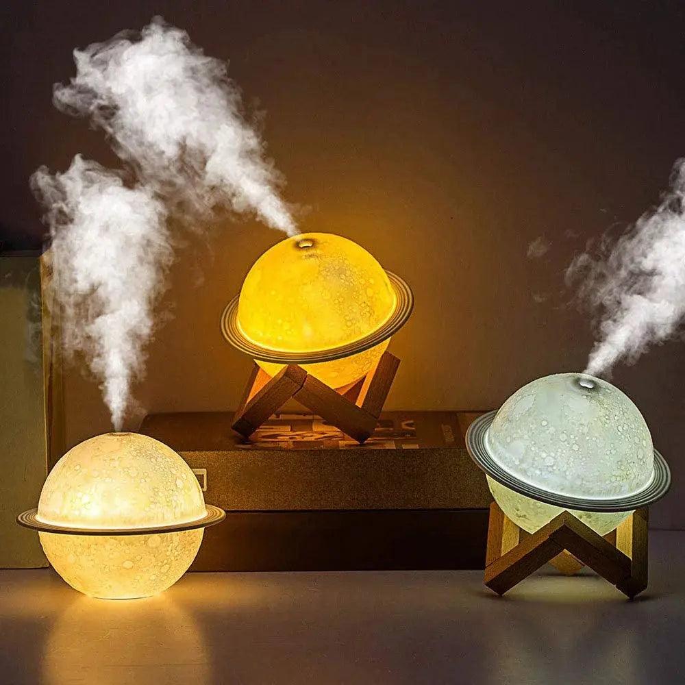 2-in-1 Moon Lamp Humidifier - 3D LED Night Light  Humidifier with USB Recharge 3 Colors 330ml