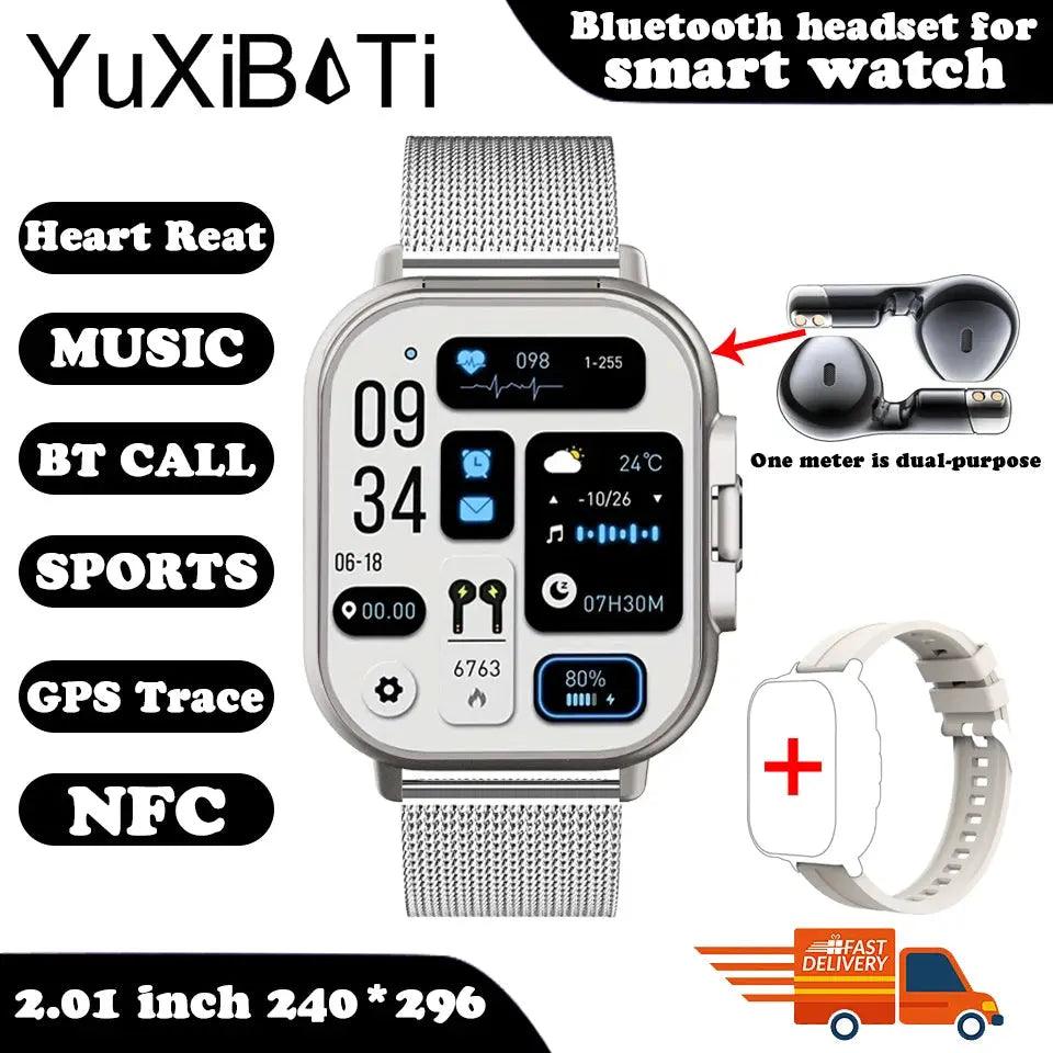 2024 Smart Watch with Earphones - Bluetooth GPS Heart Rate Monitor Music Player