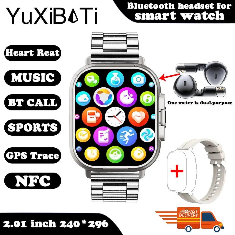 2024 Smart Watch with Earphones - Bluetooth GPS Heart Rate Monitor Music Player