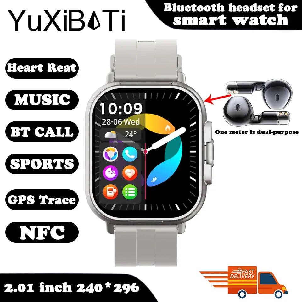 2024 Smart Watch mit Kopfhörern - Bluetooth GPS Herzfrequenzmesser Musik-Player