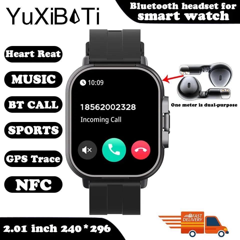 2024 Smart Watch mit Kopfhörern - Bluetooth GPS Herzfrequenzmesser Musik-Player