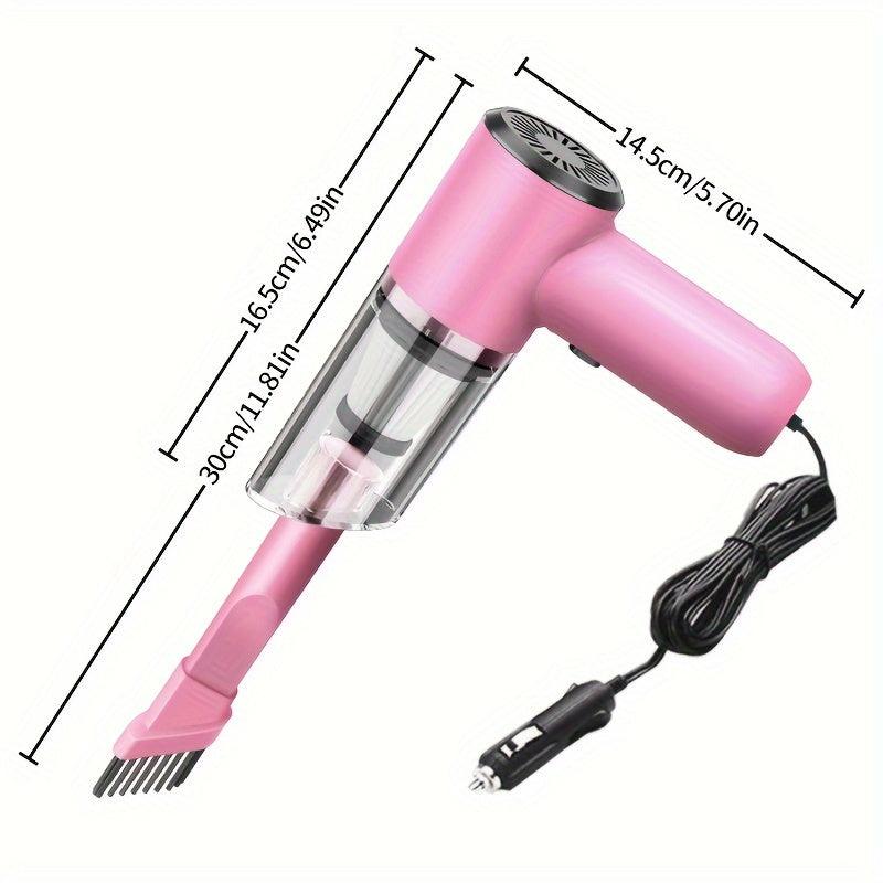 Compact 12V Car Vacuum - Handheld Wired Pet Hair Remover with Accessories