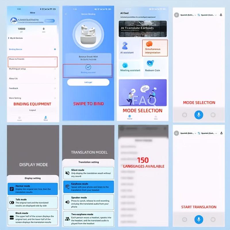 Wireless Translation Earphones - TWS Earbuds with 100 Languages Support