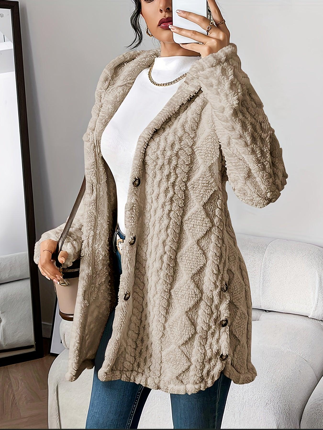 Cozy Quilted Faux Fur Cardigan - Elegant Hooded Outerwear for FallWinter