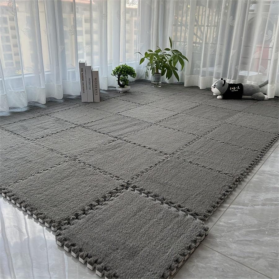 Interlocking Carpet Tiles - 12 Washable Non-Slip Mats for Bedroom  Living Room