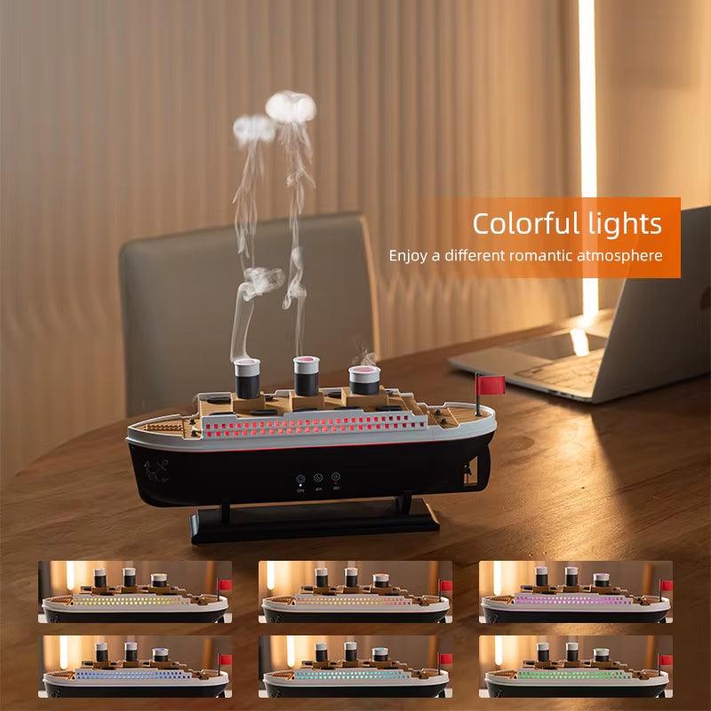 Titanic Ship Humidifier  Aroma Diffuser - Jellyfish Smoke Ring Spray Essential Oil Diffuser 250ml