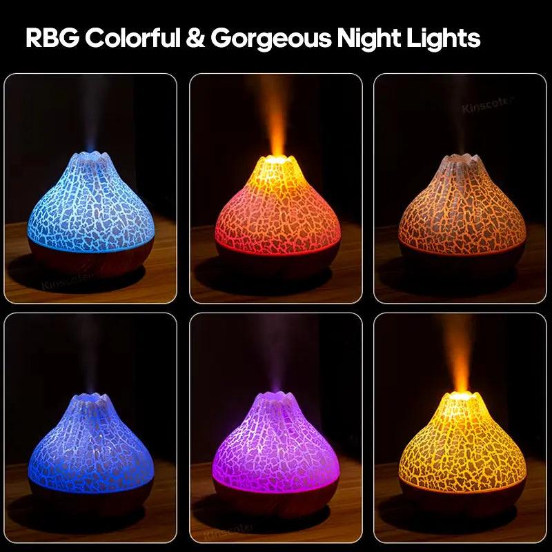 300ML Volcano USB Humidifier | 7-Color Night Light Air Diffuser