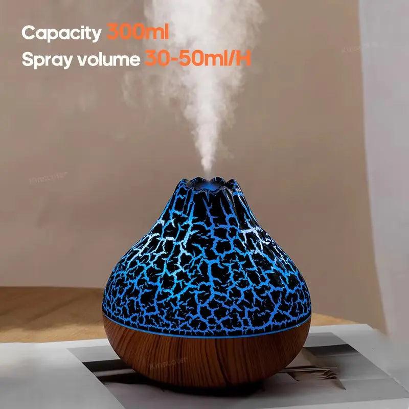 300ML Volcano USB Humidifier | 7-Color Night Light Air Diffuser