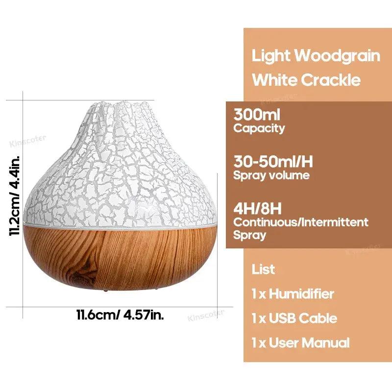 300ML Volcano USB Humidifier | 7-Color Night Light Air Diffuser