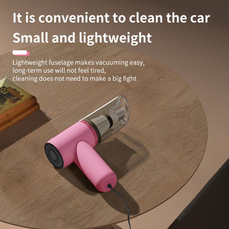 Compact 12V Car Vacuum - Handheld Wired Pet Hair Remover with Accessories