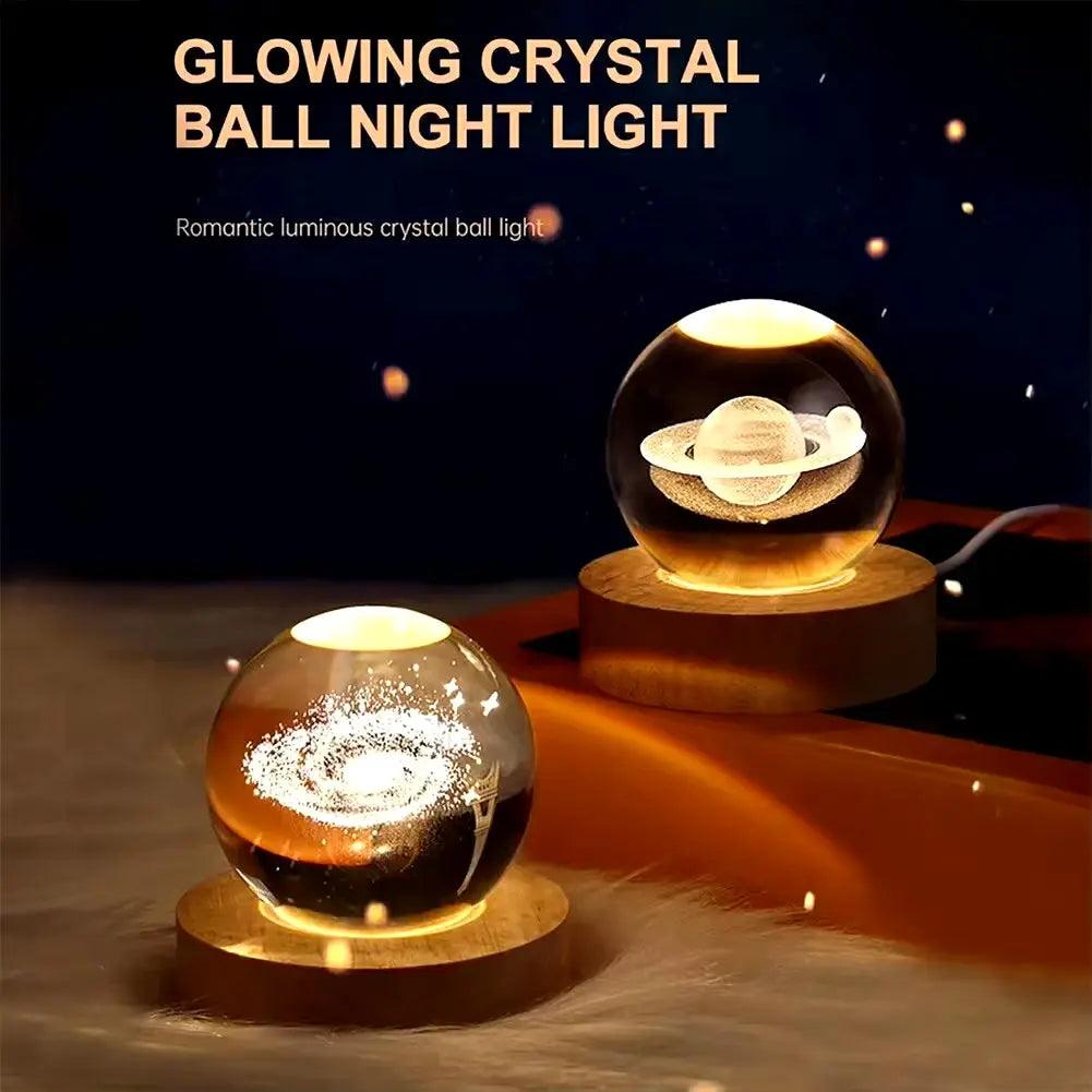 3D Galaxy Crystal Ball Lamp | USB Planetary Night Light Projector