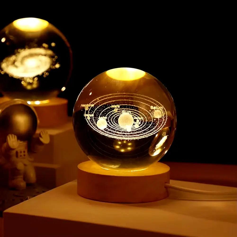 3D Galaxy Crystal Ball Lamp | USB Planetary Night Light Projector