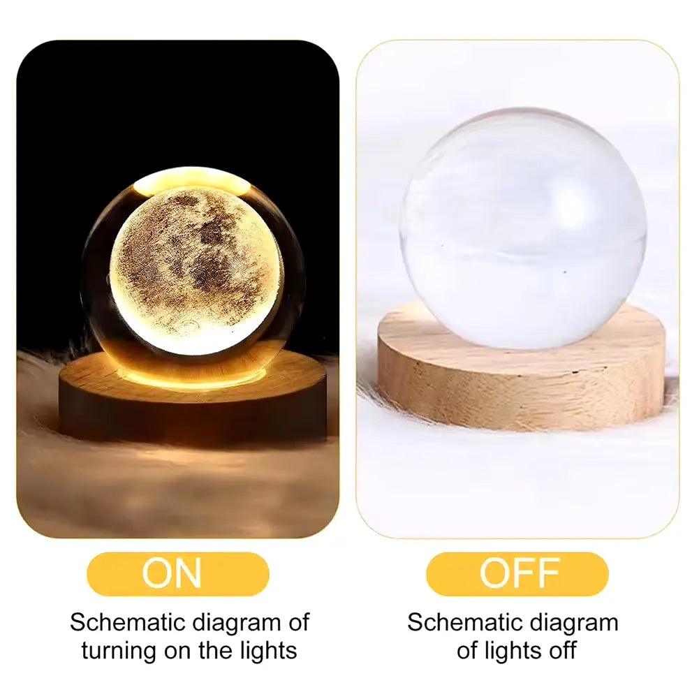 3D Galaxy Crystal Ball Lamp | USB Planetary Night Light Projector