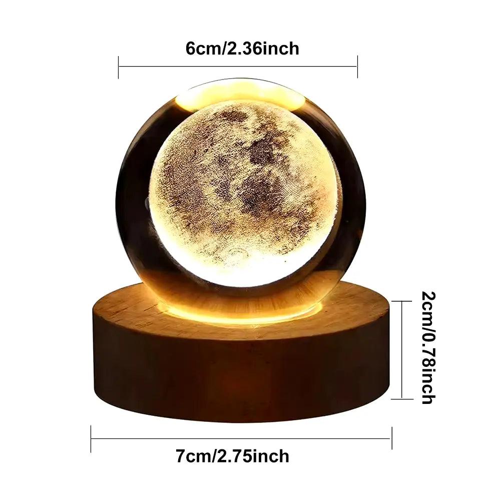 3D Galaxy Crystal Ball Lamp | USB Planetary Night Light Projector