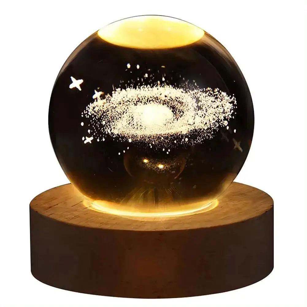 3D Galaxy Crystal Ball Lamp | USB Planetary Night Light Projector