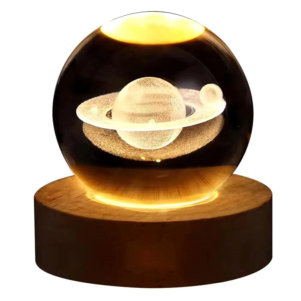 3D Galaxy Crystal Ball Lamp | USB Planetary Night Light Projector