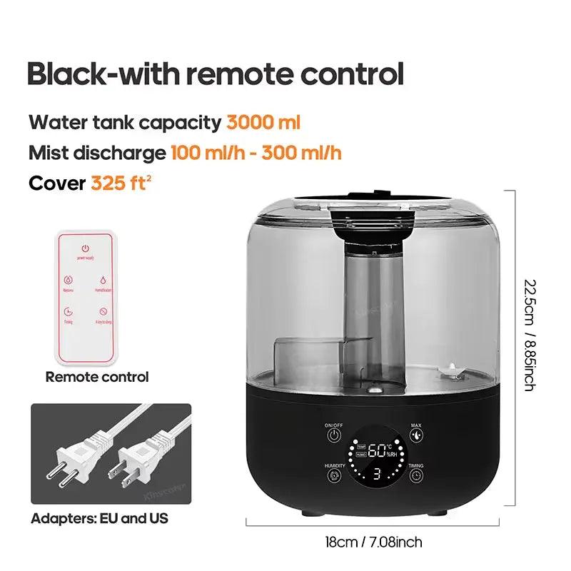 Humidificateur d'arômes professionnel de grande capacité de 3 L | Télécommande et minuterie