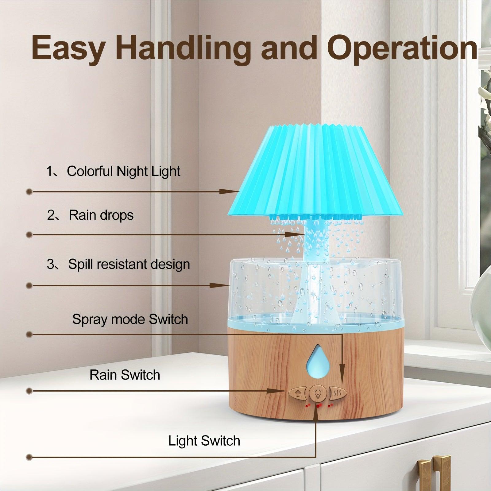 Color Changing Mushroom Aroma Diffuser  Humidifier with Rain Sound for Sleep