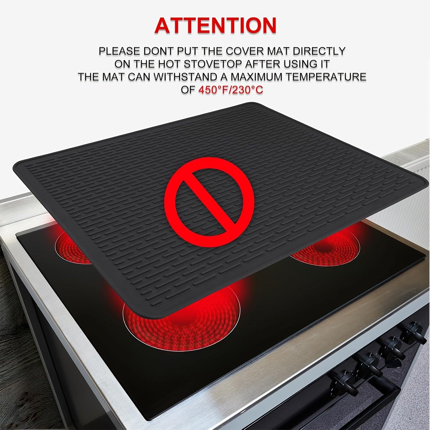 Heat Resistant Stove Covers - Silicone Ceramic Stove Top Protectors and Dish Drying Mats