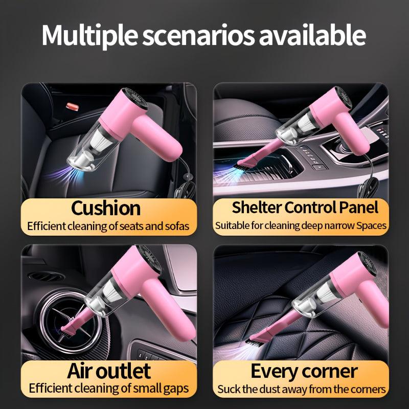 Compact 12V Car Vacuum - Handheld Wired Pet Hair Remover with Accessories