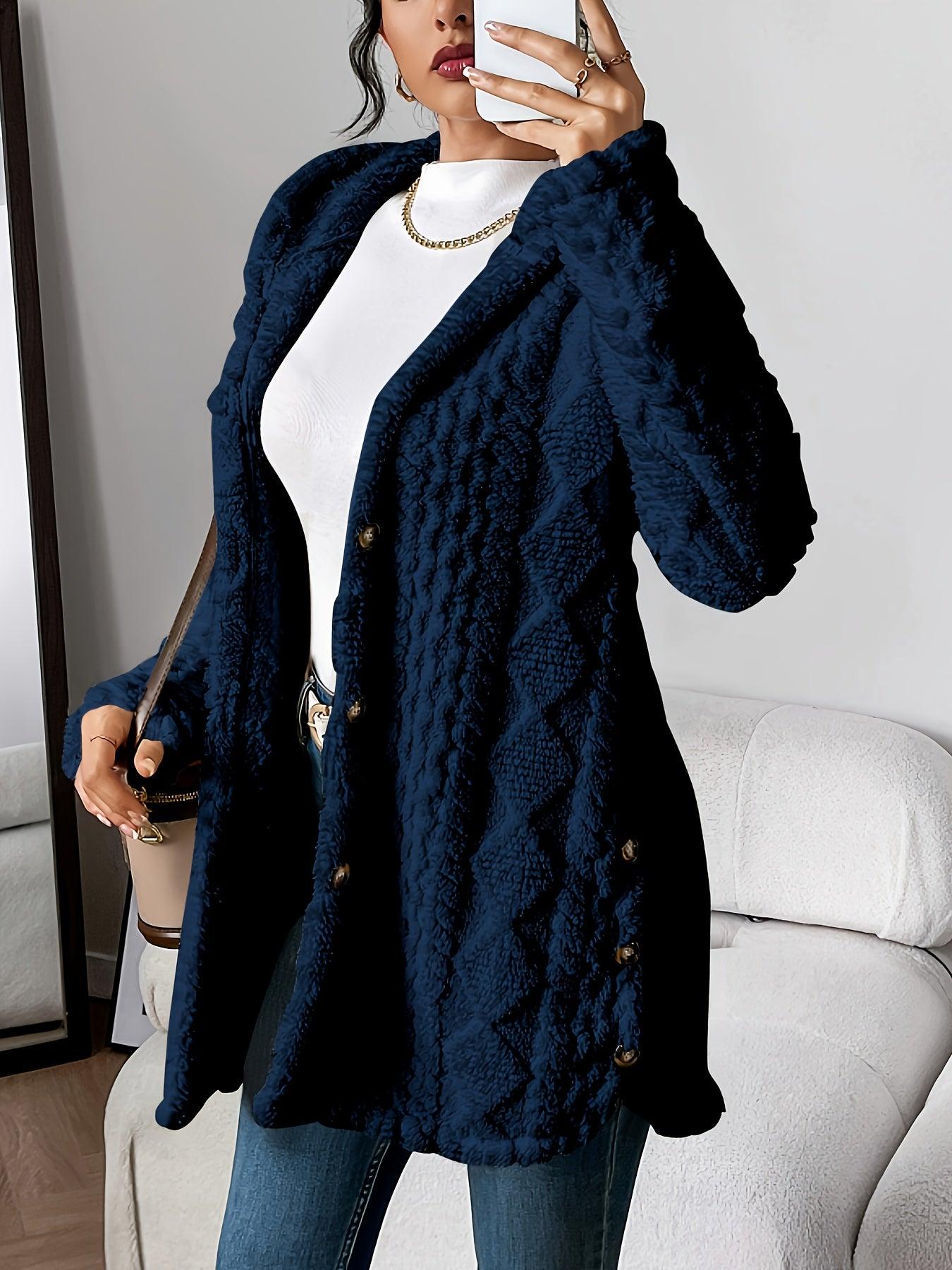 Cozy Quilted Faux Fur Cardigan - Elegant Hooded Outerwear for FallWinter