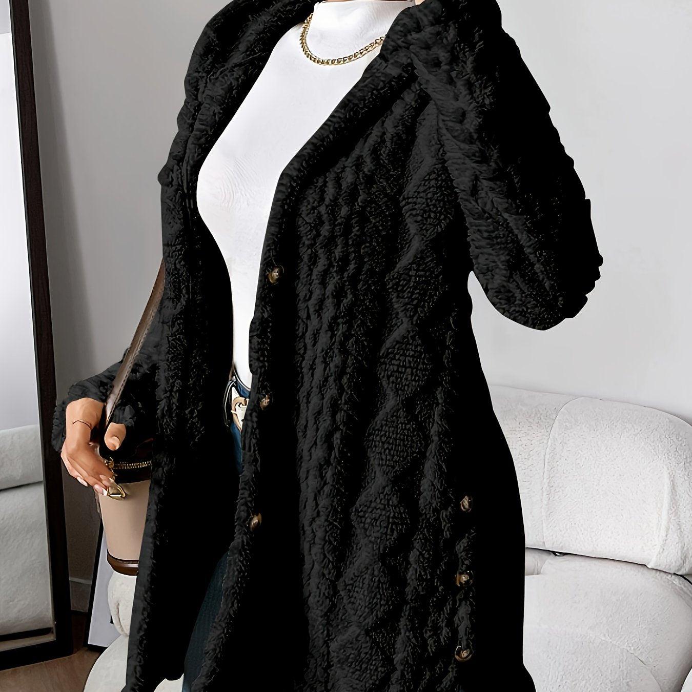 Cozy Quilted Faux Fur Cardigan - Elegant Hooded Outerwear for FallWinter