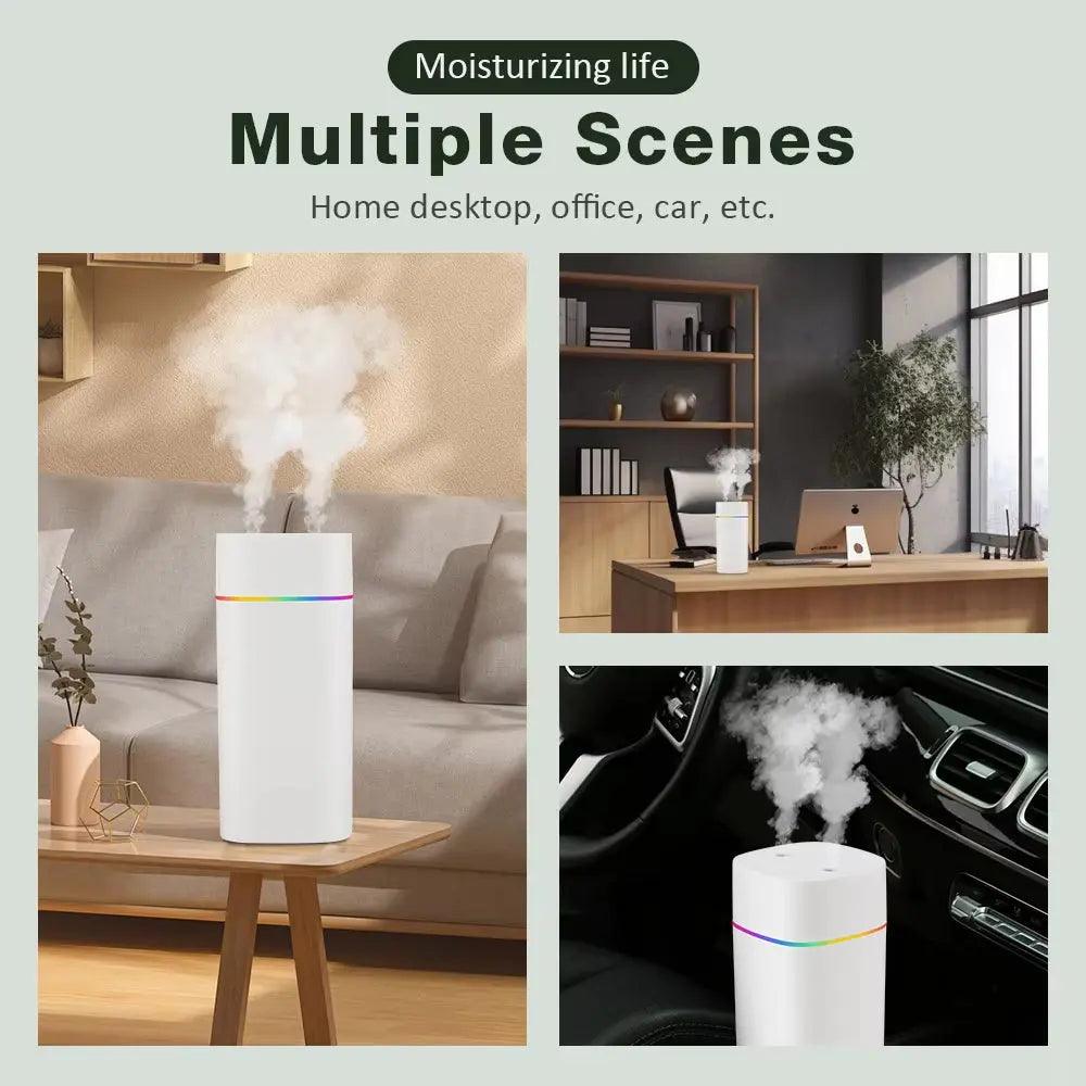 Humidificateur d'huiles essentielles lumineux 600 ml - Aromathérapie à double pulvérisation pour la maison et le bureau