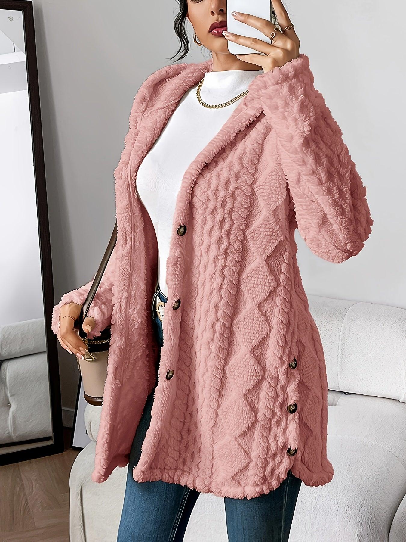 Cozy Quilted Faux Fur Cardigan - Elegant Hooded Outerwear for FallWinter