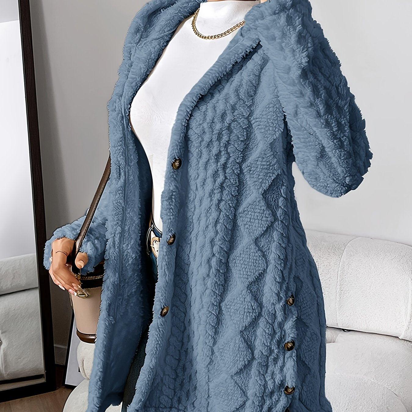 Cozy Quilted Faux Fur Cardigan - Elegant Hooded Outerwear for FallWinter