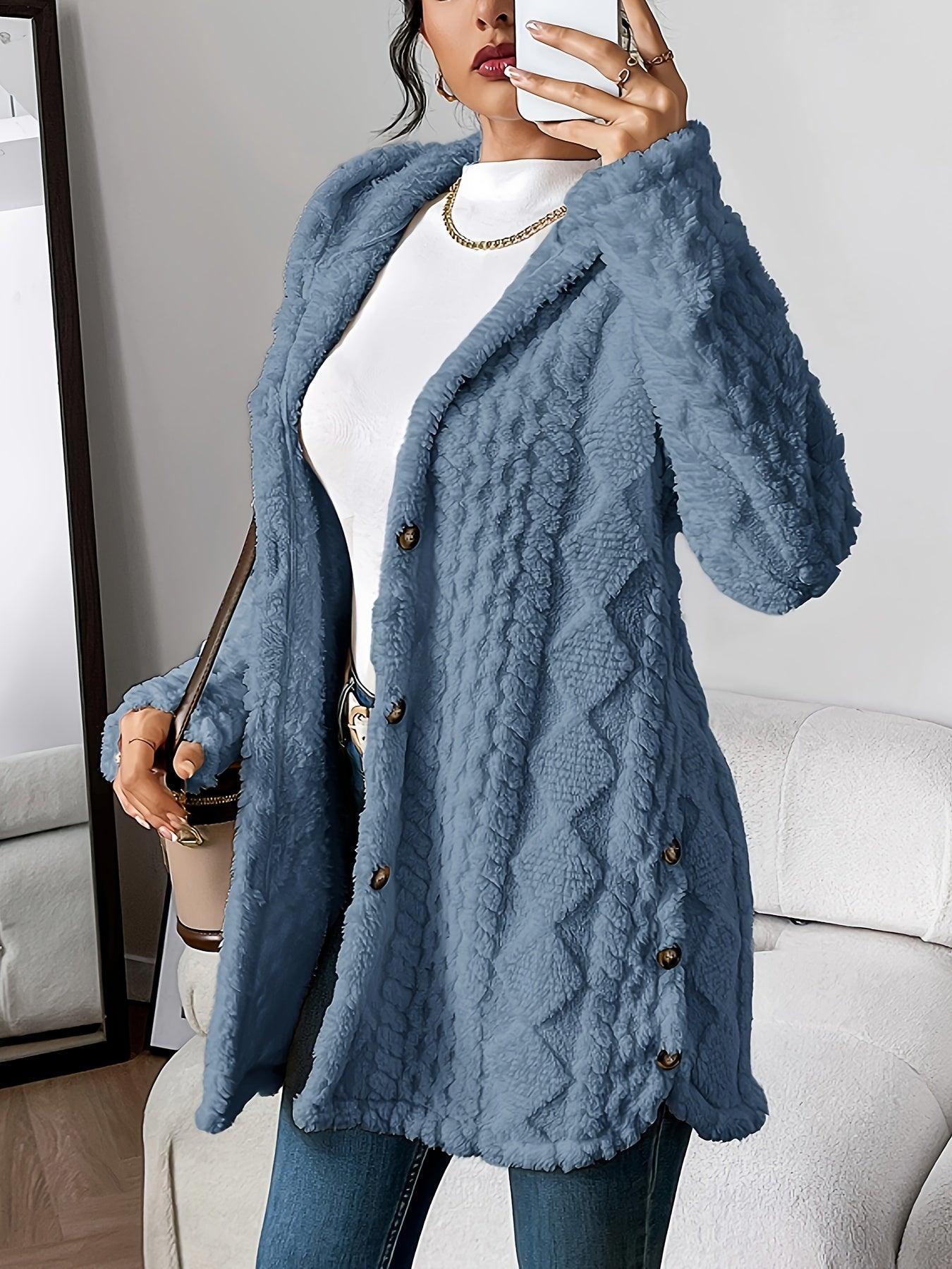 Cozy Quilted Faux Fur Cardigan - Elegant Hooded Outerwear for FallWinter