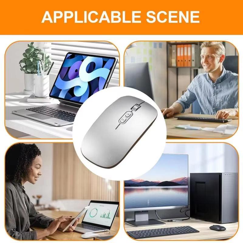 Ergonomic Wireless Mouse - 24G Bluetooth 1600DPI Silent Rechargeable for Windows Laptop