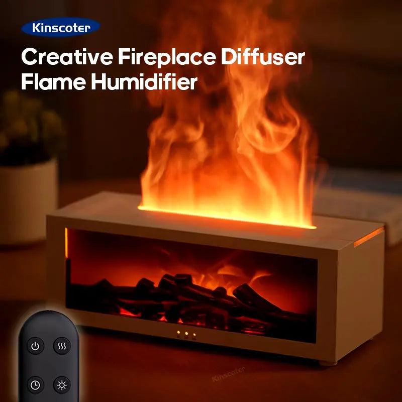 Humidificateur LED pour cheminée créative | Diffuseur d'arômes à distance avec arrêt automatique