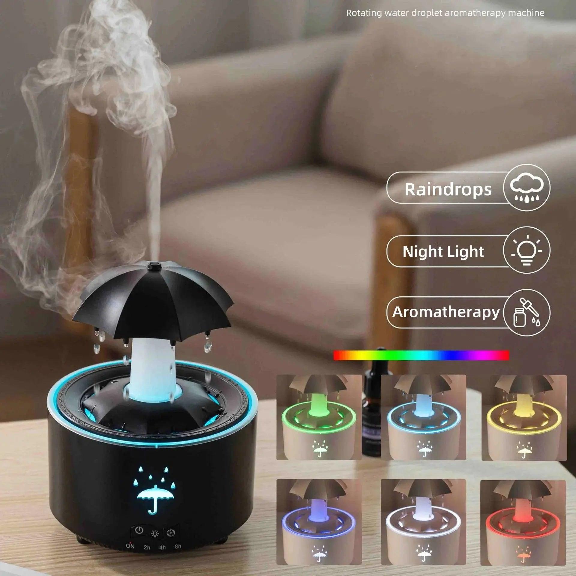 Creative Humidifier - Raindrop Essential Oil Diffuser with Colorful Light