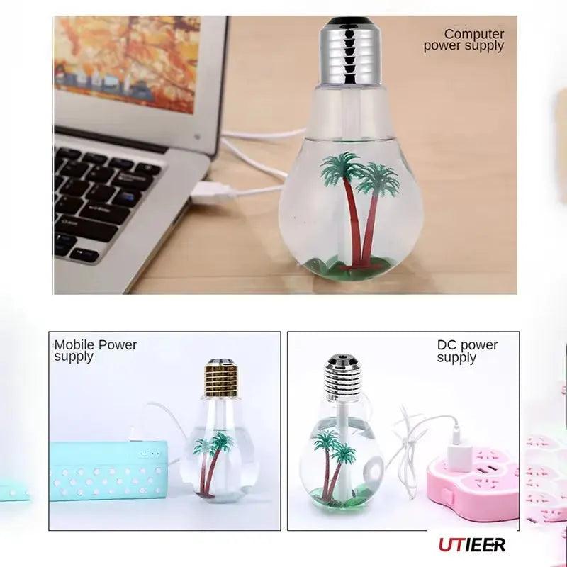 Creative USB Landscape Mist Night Light | Colorful Humidifier Bulb