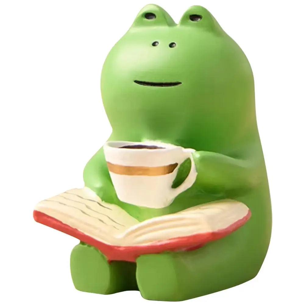 Cute Frog Resin Figurine | Rocking Chair Book Decor for Home & Office