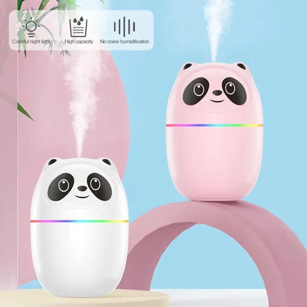 Niedlicher Panda-Luftbefeuchter-Aroma-Diffusor - USB-aufladbarer Kaltnebel-Sprüher mit Nachtlicht