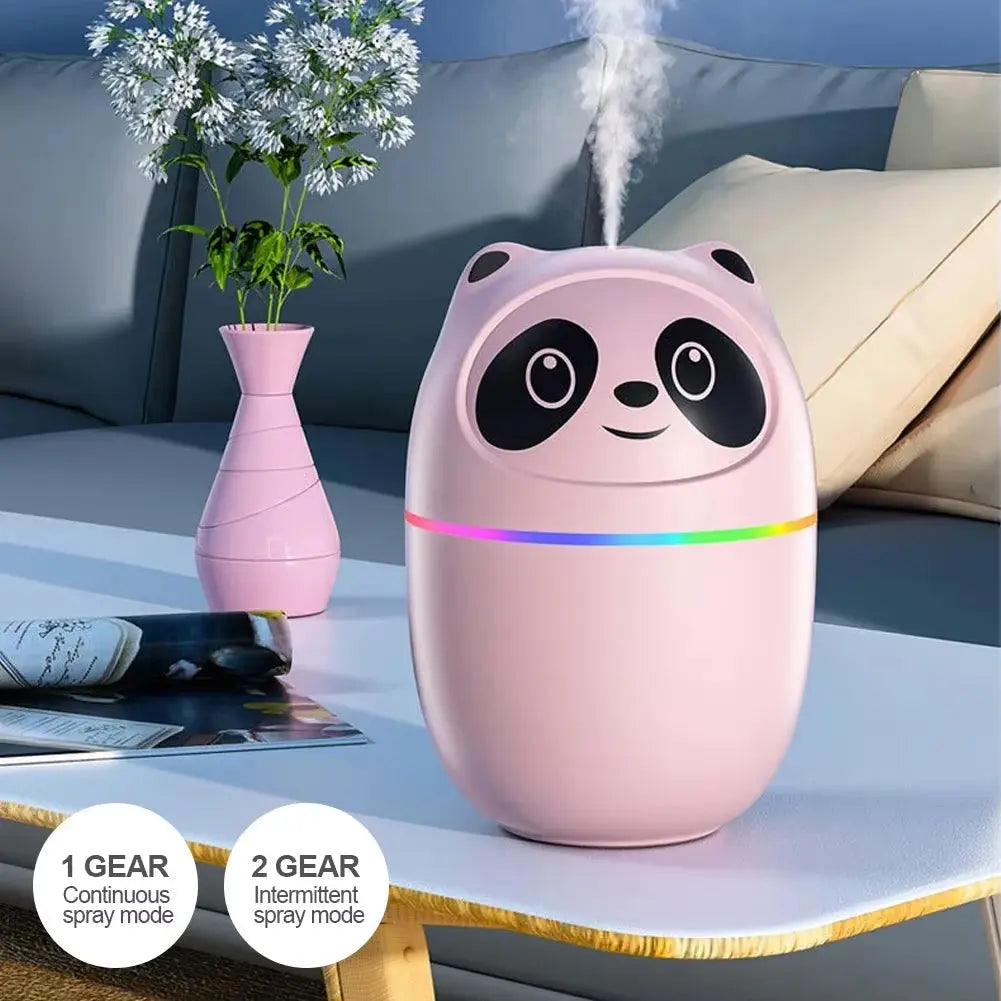 Diffuseur d'arômes avec humidificateur panda mignon - Pulvérisateur de brume fraîche rechargeable par USB avec veilleuse