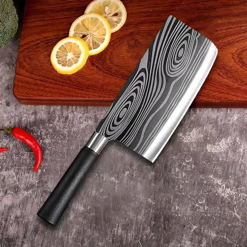 Damascus Pattern Chef Knife Set | Laser-Etched Stainless Steel Kitchen Utility Kit