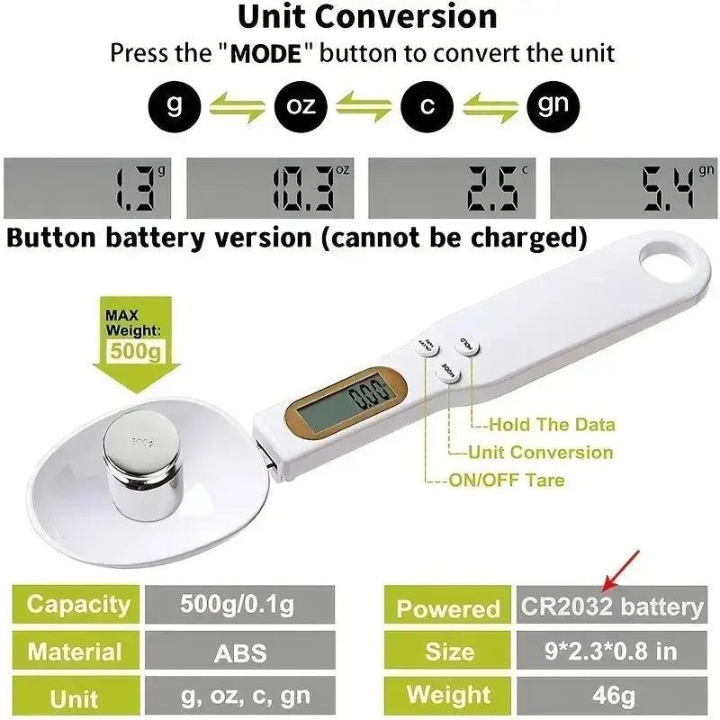 Digital Precision Spoon Scale | 0.1-500g Kitchen Measuring Tool