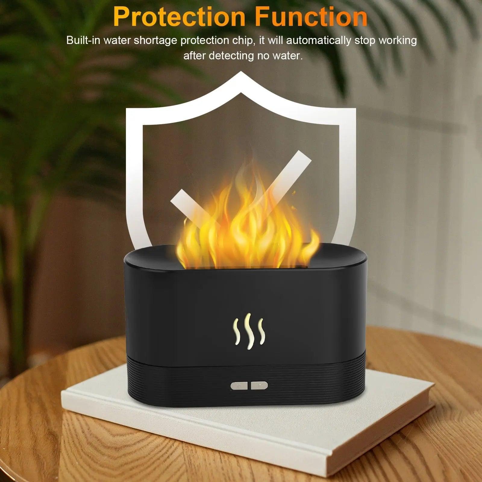 Essential Oil Diffuser - 180ml 3D Flame Humidifier with 7 Color USB Light for Home Office Spa Gym