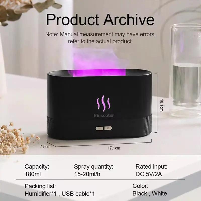 Flame LED Aroma Diffuser | Ultrasonic Cool Mist Essential Oil Humidifier