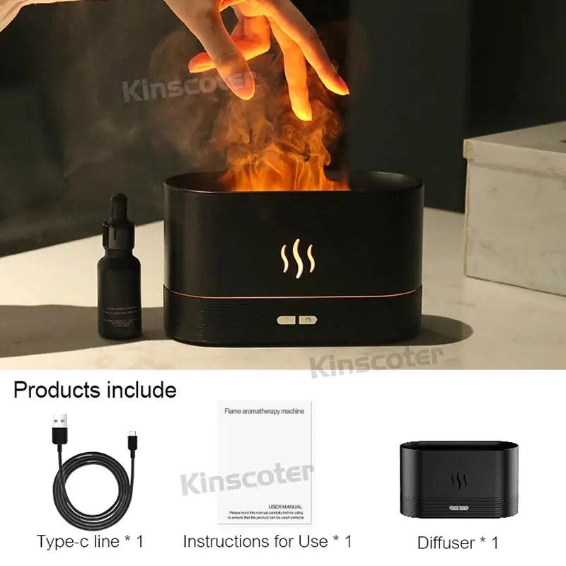 Flame LED Aroma Diffuser | Ultrasonic Cool Mist Essential Oil Humidifier