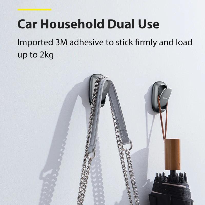 Baseus Car Hooks - Metal Vehicle Organizer Clips for Keys and Cables 2PCS