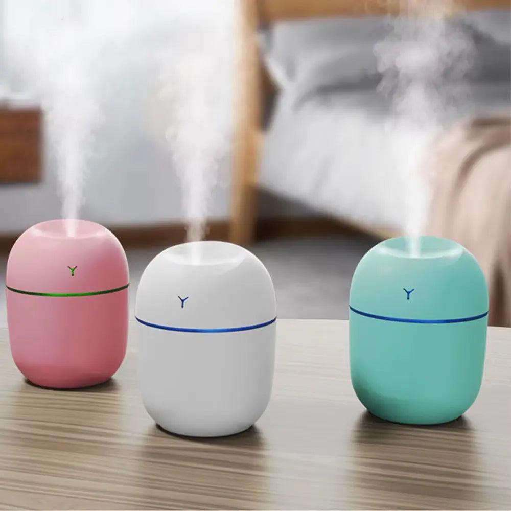 Mini humidificateur d'air diffuseur d'huiles essentielles - Portable 220 ml avec veilleuse LED pour la maison, la voiture, le bureau