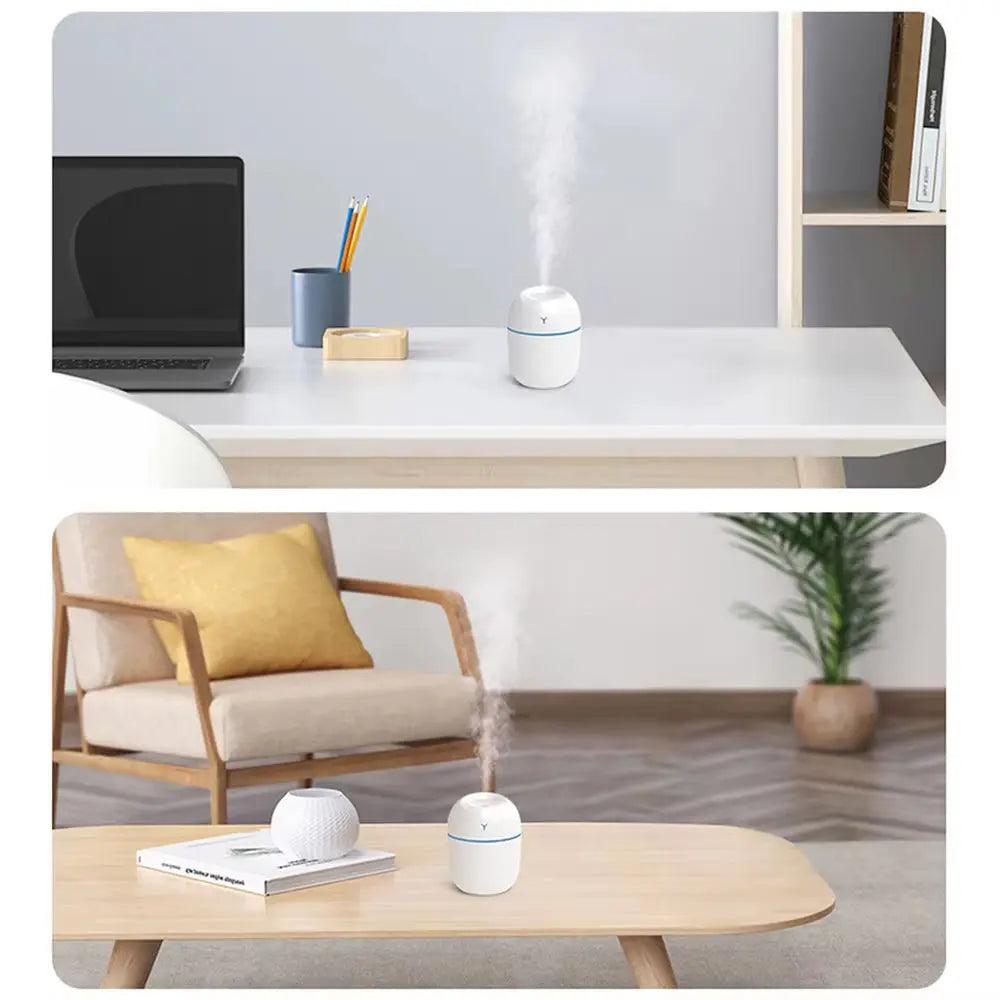 Mini humidificateur d'air diffuseur d'huiles essentielles - Portable 220 ml avec veilleuse LED pour la maison, la voiture, le bureau