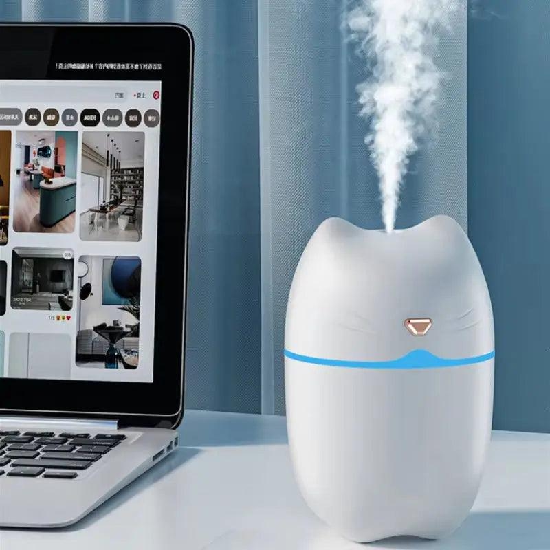 Mini 3-in-1 Cat Humidifier  Diffuser with Night Light - USB Mist Maker